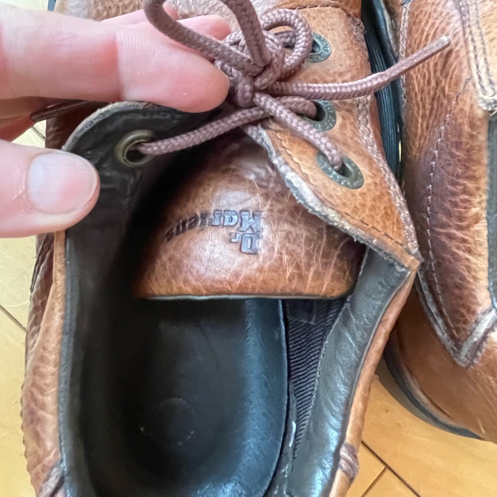 Women9 men8 Oxford Docs shoe lace tan vintage leather Dr. Martens yellow s… - Picture 8 of 10
